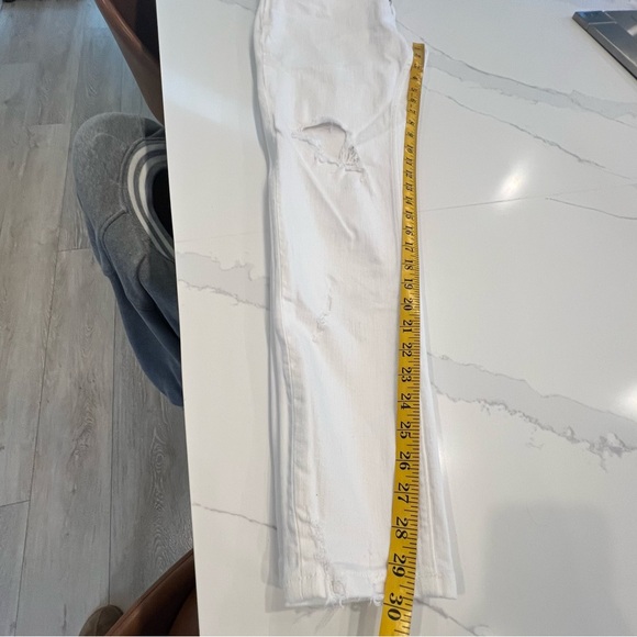 Zara Men's Distressed Ripped Skinny Jeans White 31x30 - Picture 11 of 13